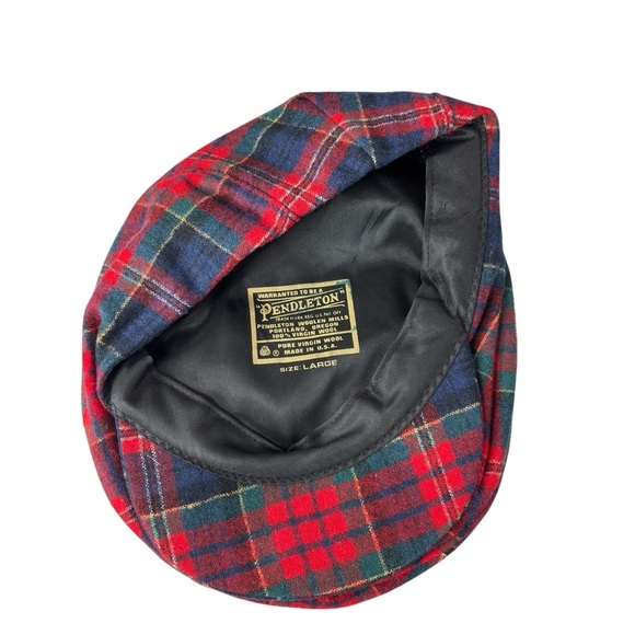 VTG Pendleton Duckbill Newsboy Hat Wool Tartan Plaid Cap Cabbie Large Made USA - Picture 9 of 12